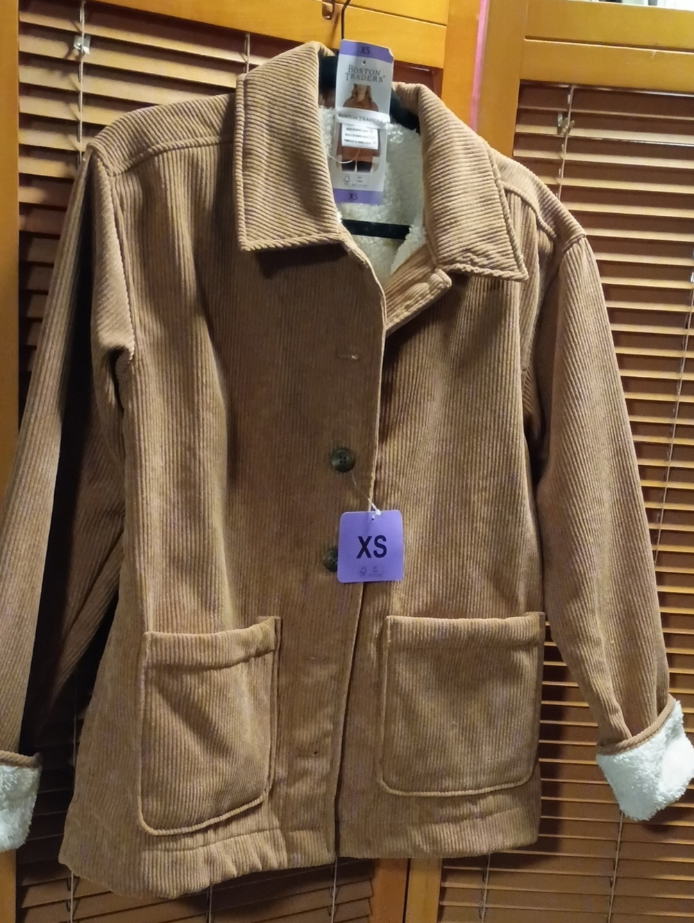 Boston Traders Tan Corduroy Jacket with Sherpa Trim